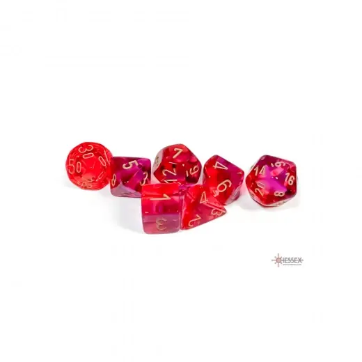 Dice Set 7 Gemini Translucent Red-Violet/Gold - Direkt från tillverkaren