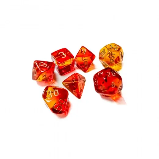 Bara denna vecka | Dice Set 7 Gemini Translucent Red-Yellow/Gold