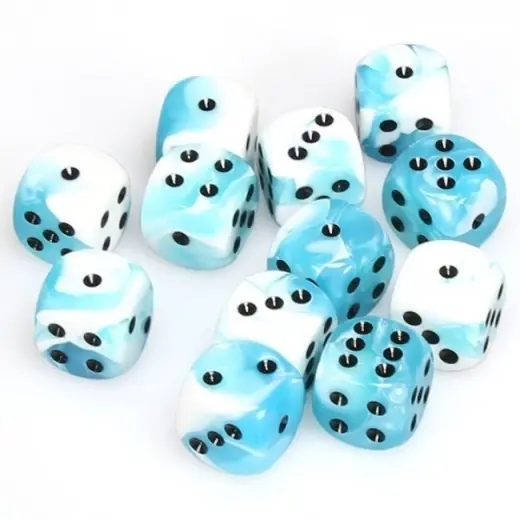 Expressleverans - Dice Set D6 Gemini White/Teal/Black 16 mm