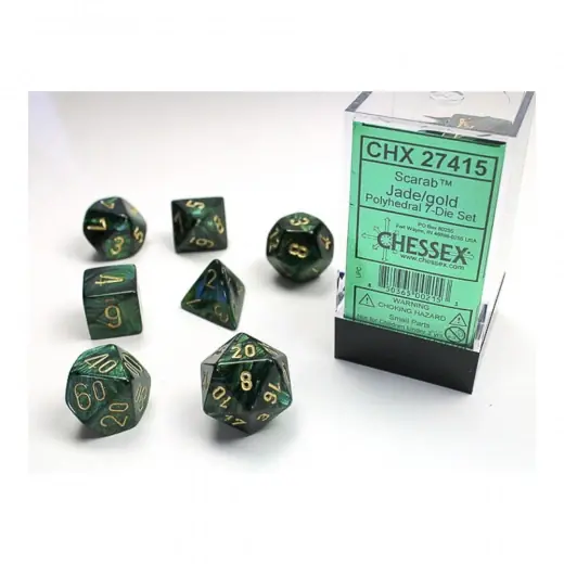 Trygg betalning - Dice Set 7 Scarab Jade/Gold