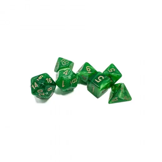 Dice Set 7 Vortex Green/Gold - Spara nu