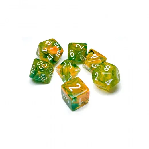 Dice Set 7 Nebula Spring/White Luminary | Kundfavorit