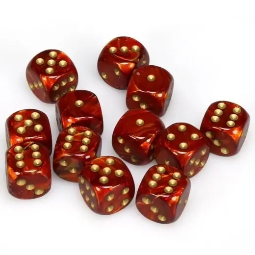 Dice Set D6 Scarab Scarlet/Gold 16 mm - Outlet