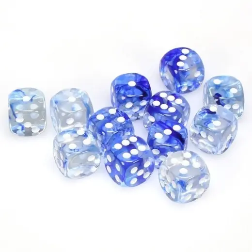 Toppsäljare - Dice Set D6 Nebula Dark Blue/White 16 mm