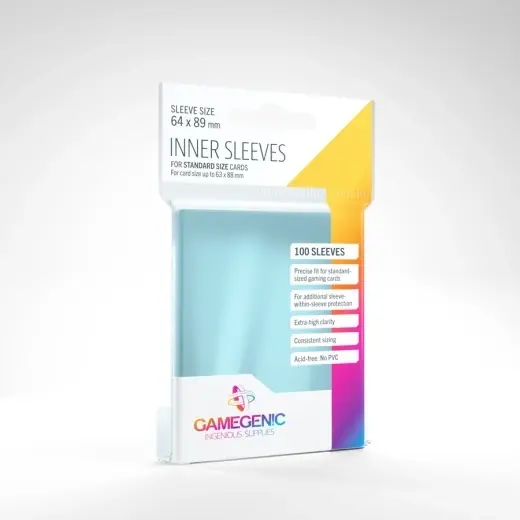 Endast ett fåtal kvar - GameGenic Inner Sleeves Clear 63 x 88 mm