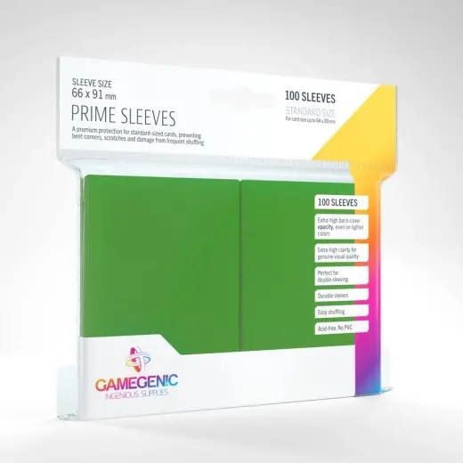 GameGenic Prime Sleeves Green 64 x 89 mm - Toppkvalitet