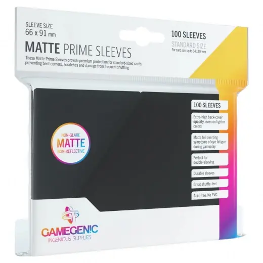 GameGenic Matte Prime Sleeves Black 64 x 89 mm - Rabatter