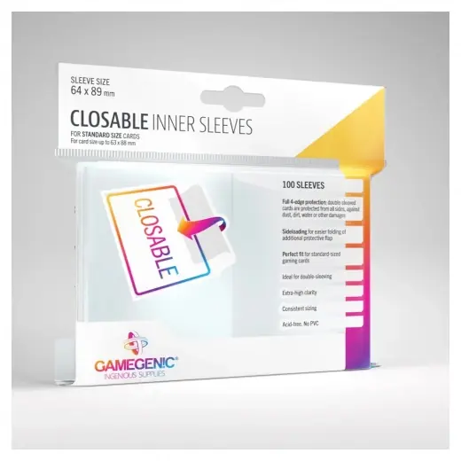 Enkel beställning - GameGenic Closable Inner Sleeves Clear 63 x 88 mm