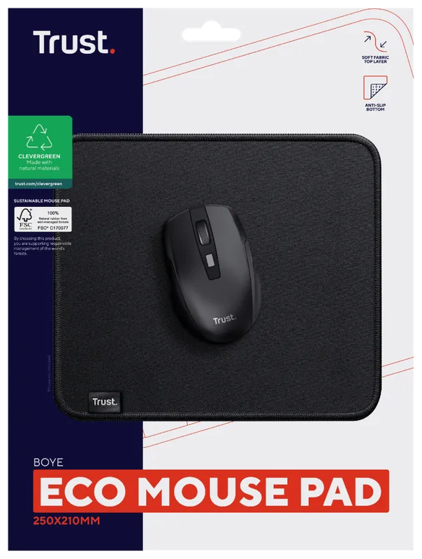 TRUST BOYE MOUSE PAD ECO BLACK | Fabrikspris
