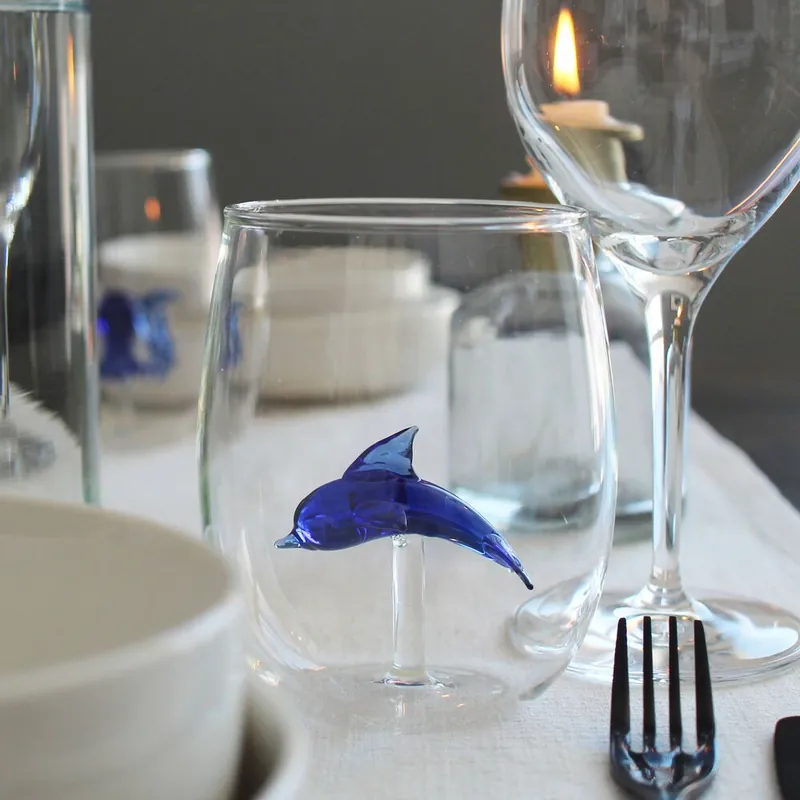Winkee - Drinking Glasses - Handmade Dolphin - Begränsat lager