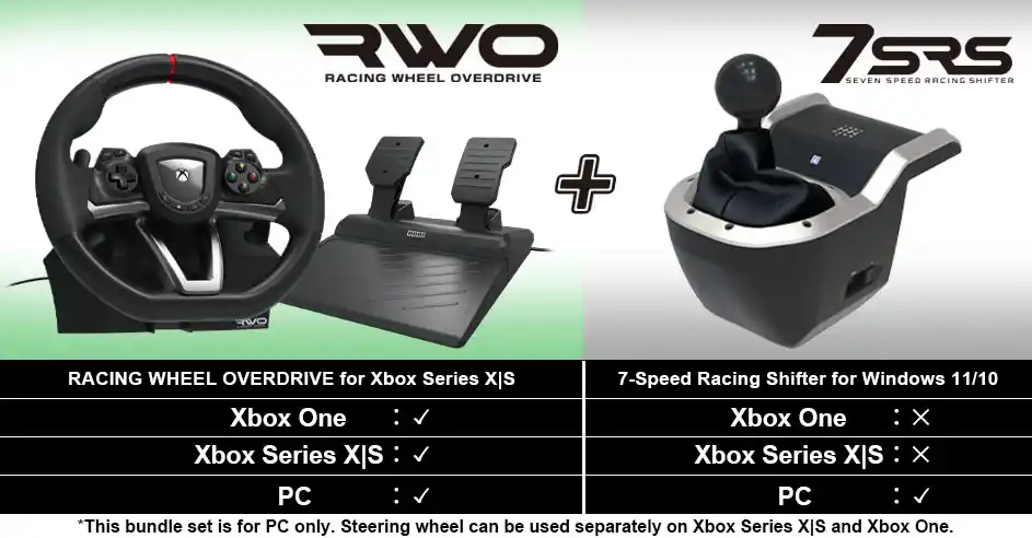 Bara denna vecka | HORI - Racing Wheel Overdrive + 7-Speed Racing Shifter Bundle For PC (Windows 11/10)