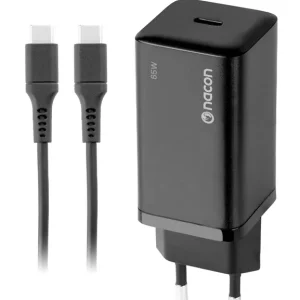 Nacon - 65W AC-adapter til Nintendo Switch II – 65W Ladeeffekt – Aftageligt 1,5 m USB-C Kabel (Sort) - Kampanjpris