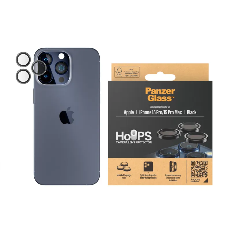 PanzerGlass - Hoops Camera Lens Protector iPhone 15 Pro - 15 Pro Max - Black Metal | Populär