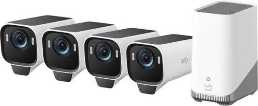 Eufy – EufyCam S3 Pro 4-kamerakit – 4K solcellsdrivet säkerhetskamerasystem med MaxColor Vision™ | Bra pris
