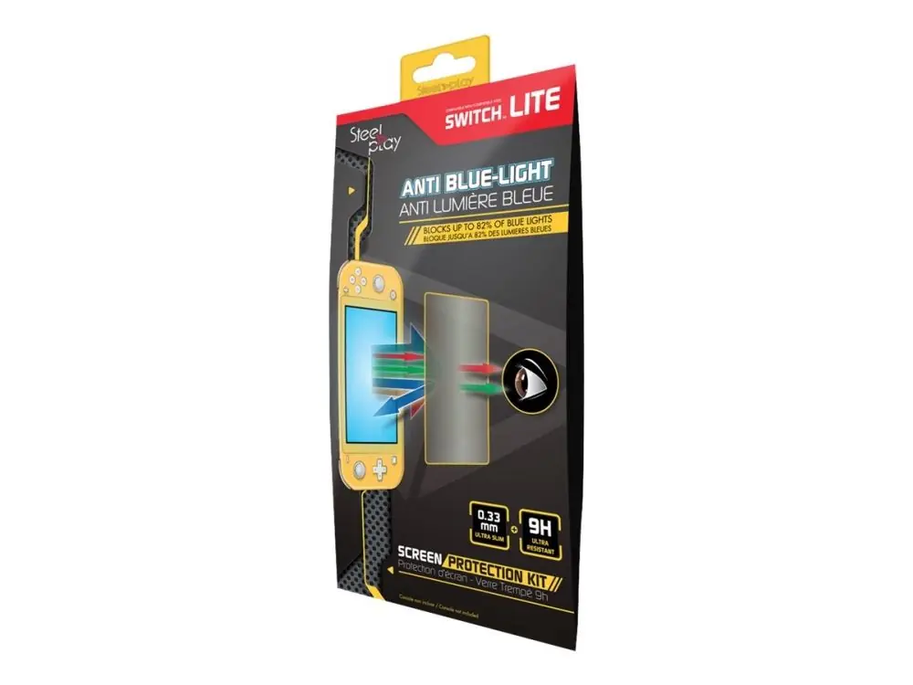 Finns tillgänglig | Steelplay Screen Protection Kit 9H Anti Blue-Light Tempered Glass - Switch Lite