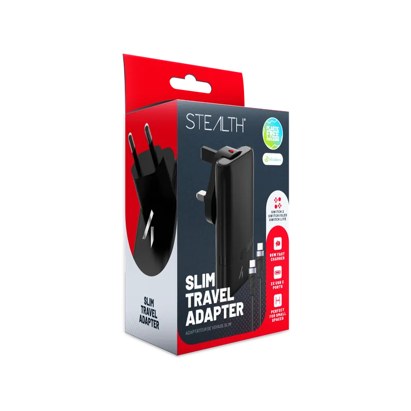 Stealth - Slim Travel Adapter - Switch, OLED, Lite, Switch 2 | Precis tillagt