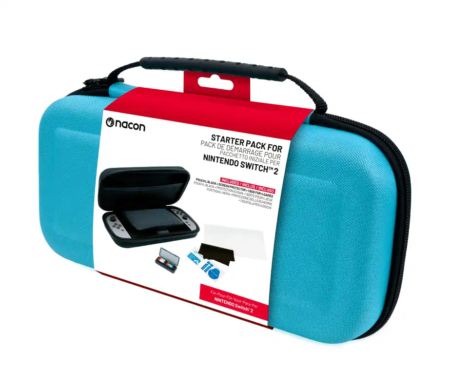 Gratis retur | Nacon - Essential Pack for Nintendo Switch II – Hard Case, Screen Protector, and Storage Box for 4 Games (Blue)