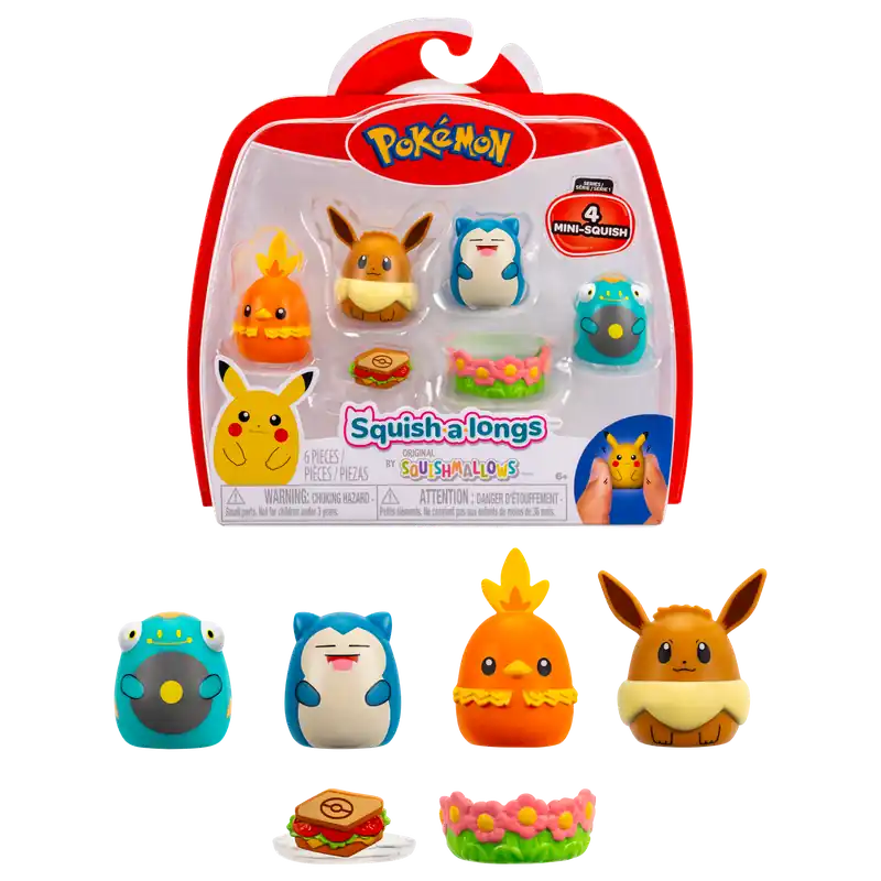 Pokémon - Squishalongs 4 PK Eevee/Snorlax (SQAL0068) | Mycket efterfrågad