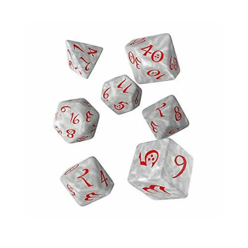 Erbjudandet går snart ut | Q Workshop Classic RPG Dice Pearl & Red Set av 7