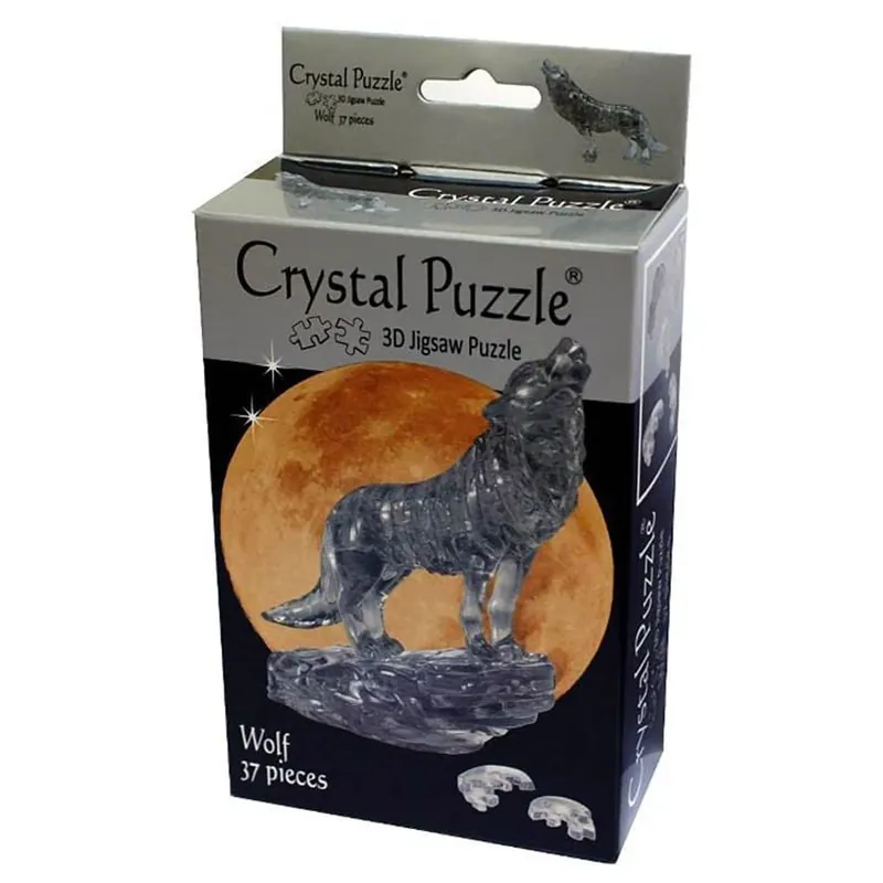 3D Crystal Jigsaw Puzzle Wolf Figure (Black) - Kanonerbjudande