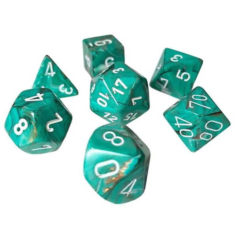 Chessex Marble Mini-Polyhedral 7-Die Set (Oxi-Copper/White) | Skaffa nu