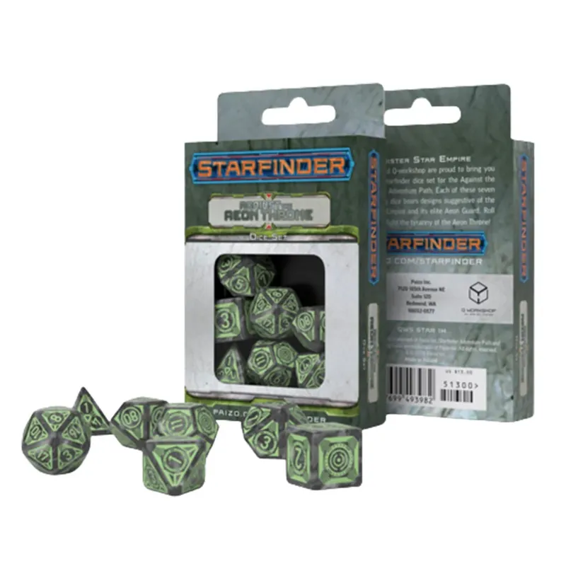 Q Workshop Starfinder mot Aeon Throne Dice (uppsättning av 7) - Hög kvalitet