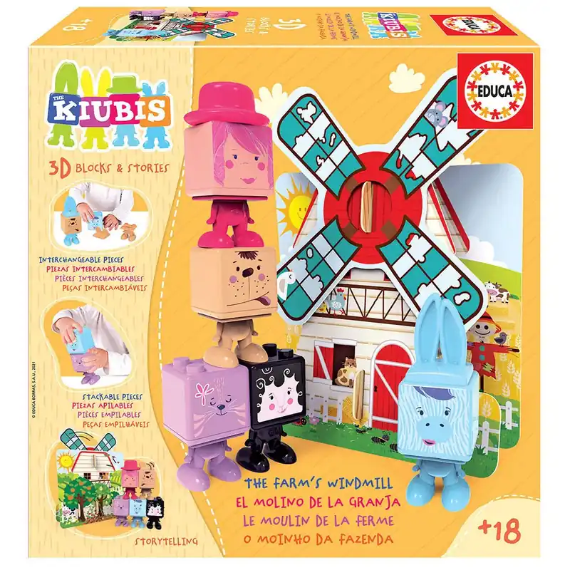 Educa Kiubis The Farm Windmill 3D Blocks & Stories - Handla online