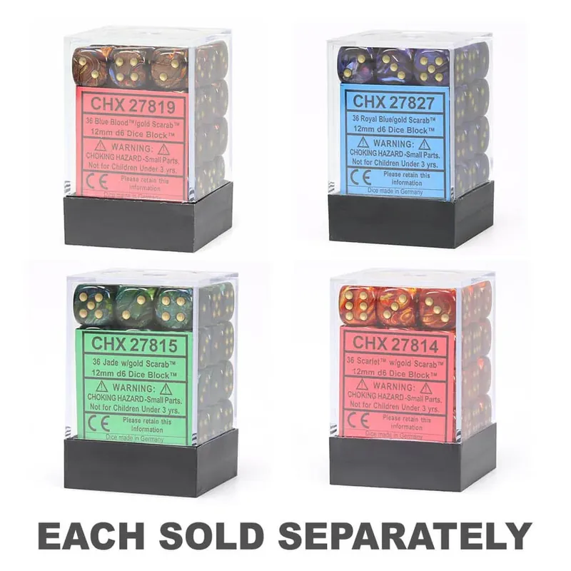 D6 DICE SCARAB 12mm (36 DICE) - Ny produkt