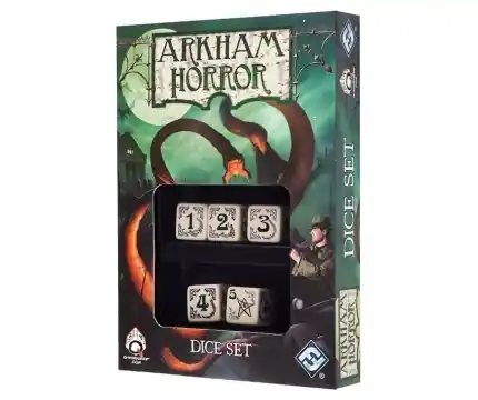 Arkham Horror Dice set - Bone/Beige and Black (Exp.) - Gratis retur